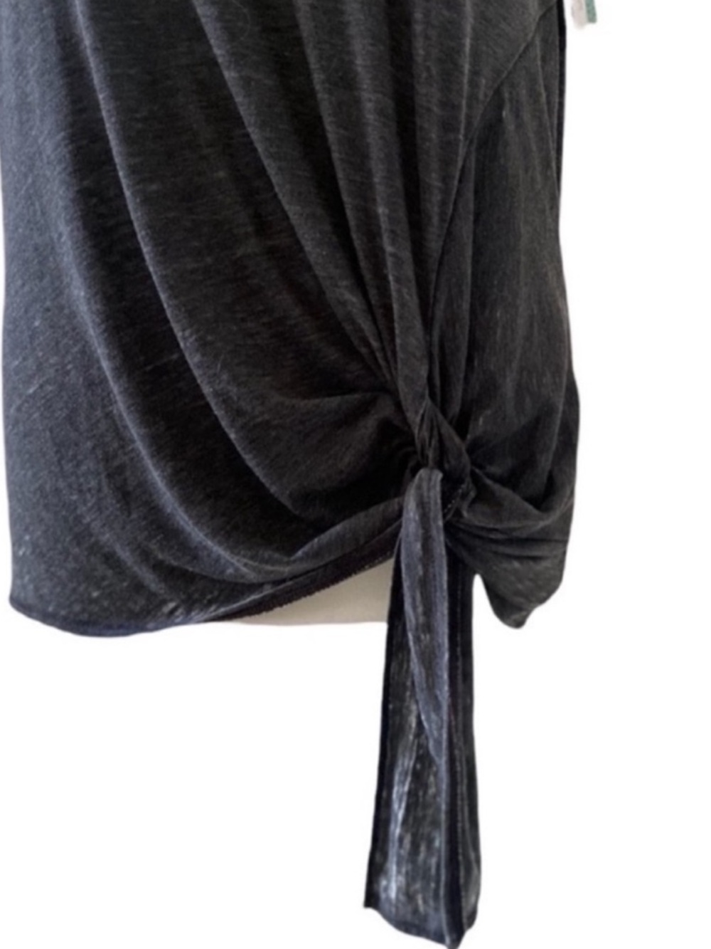 Susina Black Crewneck Short Sleeve Tie Hem T-Shirt Size Medium - Picture 3 of 6